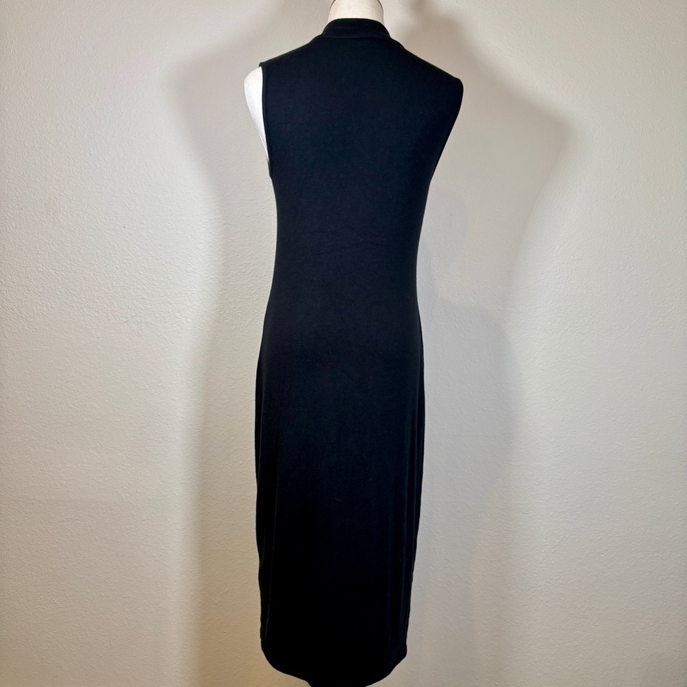 Magaschoni Black Modal Sleeveless Mock Turtleneck Midi Dress Size Medium - Picture 3 of 6